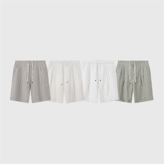 brunello cucinelli twill striped casual shorts